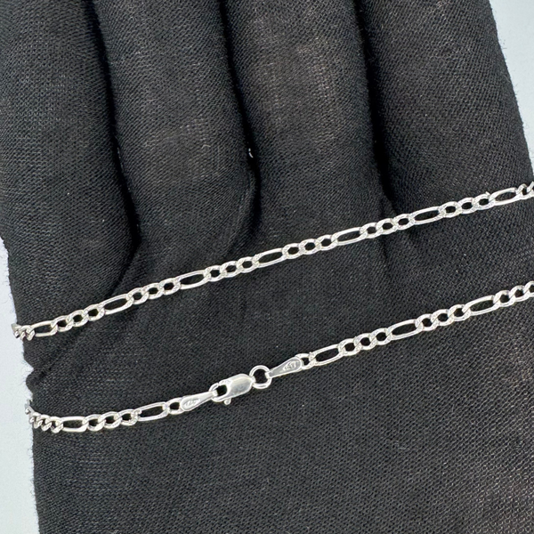 10K White Gold Figaro 2.5MM