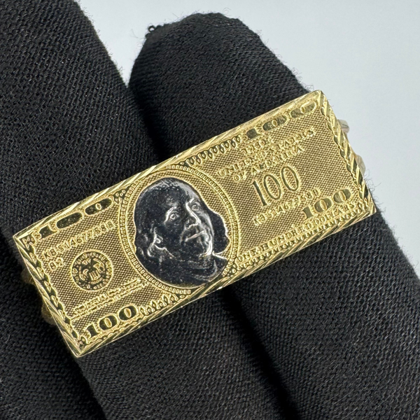 14K White Gold Face $100 Double Finger Ring