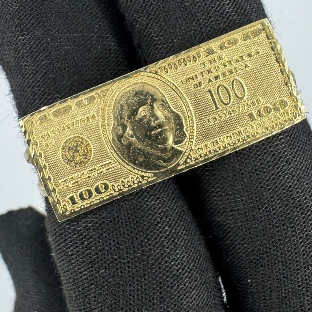14K Yellow Gold $100 Double Finger Ring