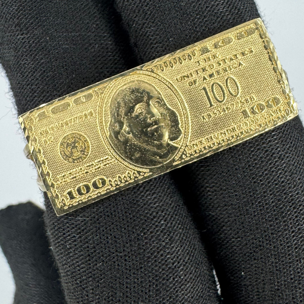 14K Yellow Gold $100 Double Finger Ring