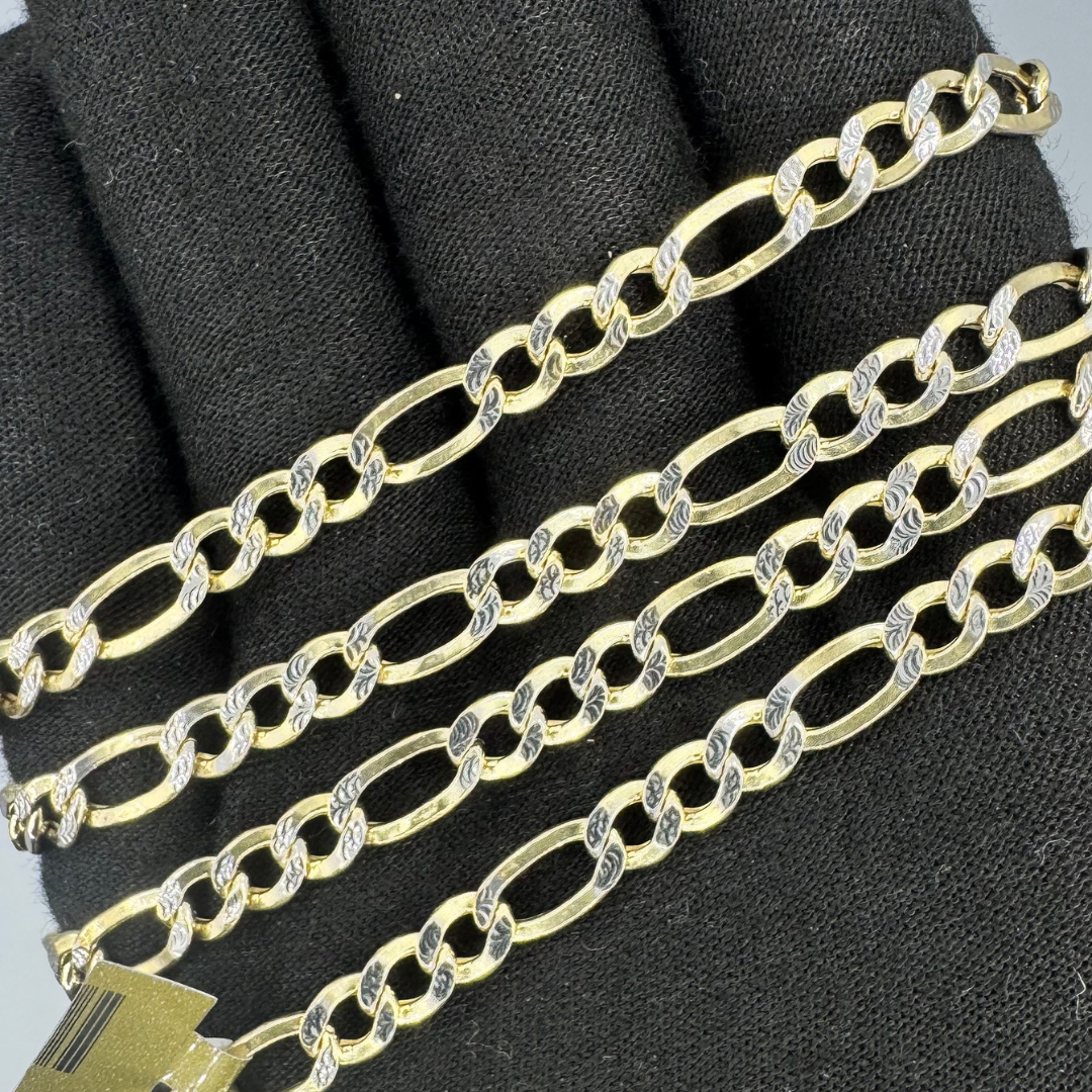 10K Figaro Diamond-Cut Chain – Hollow – 5mm