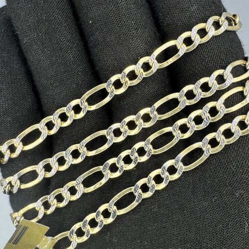 10K Figaro Diamond-Cut Chain – Hollow – 5mm