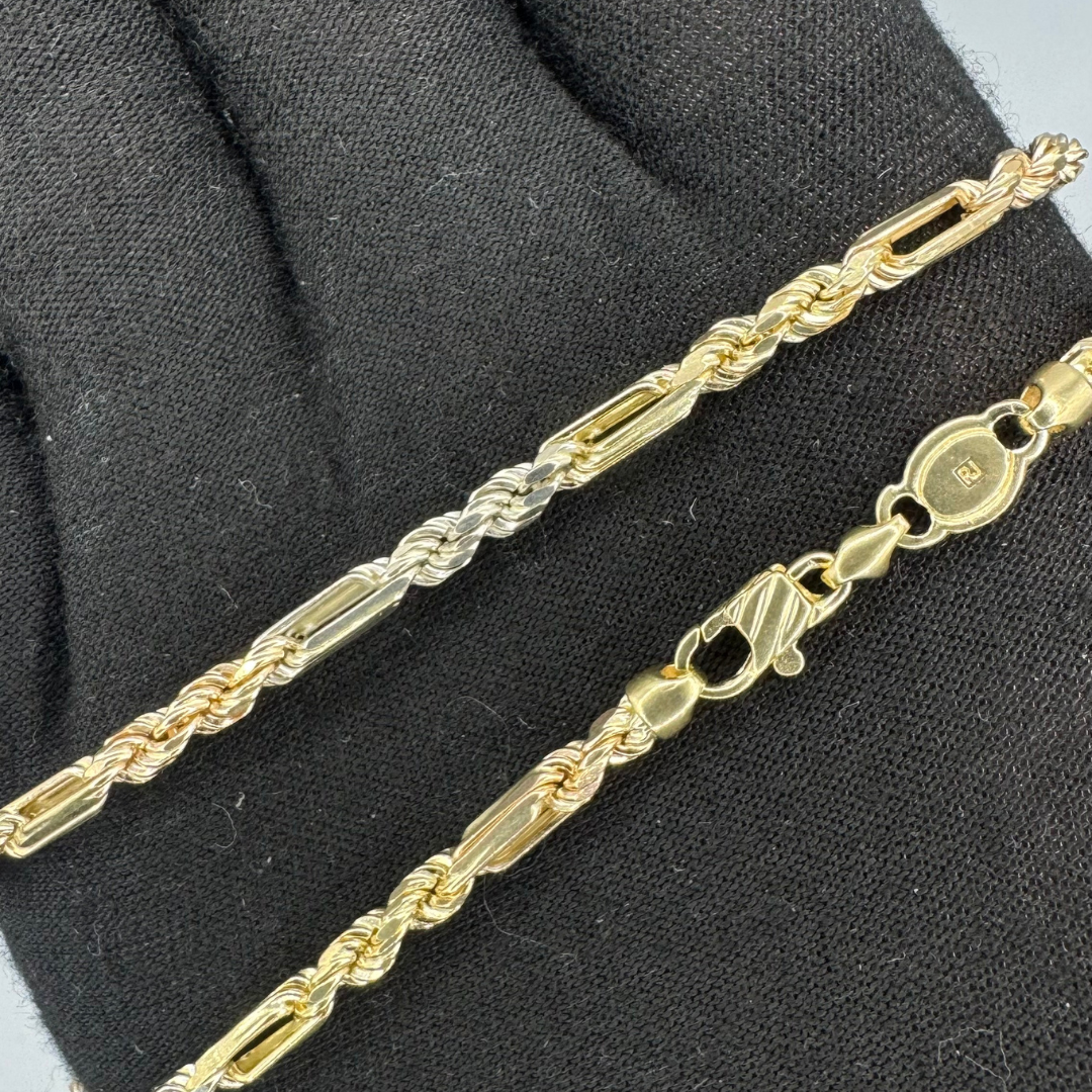 14K Tri-Color Milano Chain
