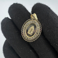 14K Virgin Mary Oval Pendant