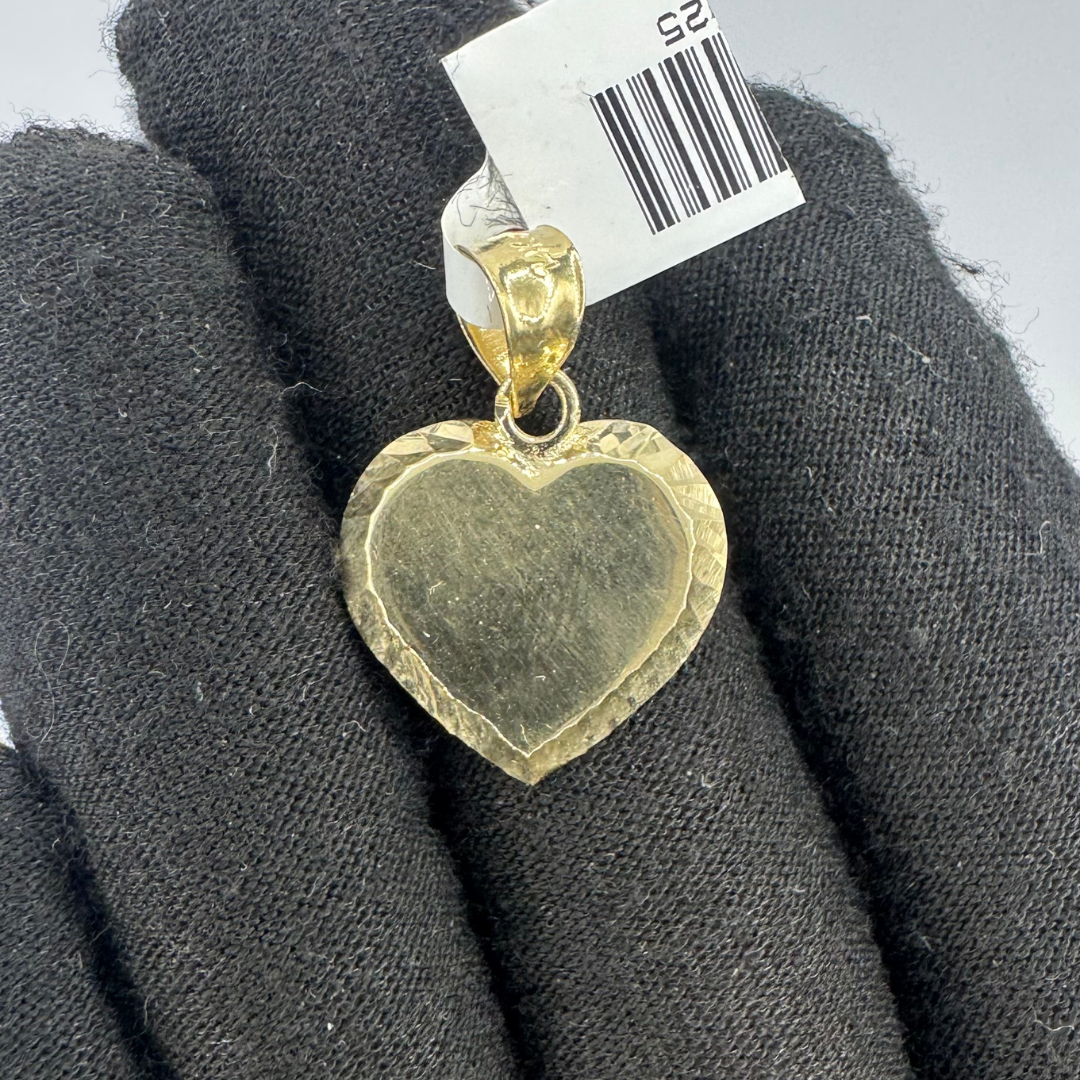 14K Heart Pendant with Diamond-Cut Edges