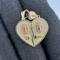 14K Virgin Mary Split Heart “Te Amo” Pendant