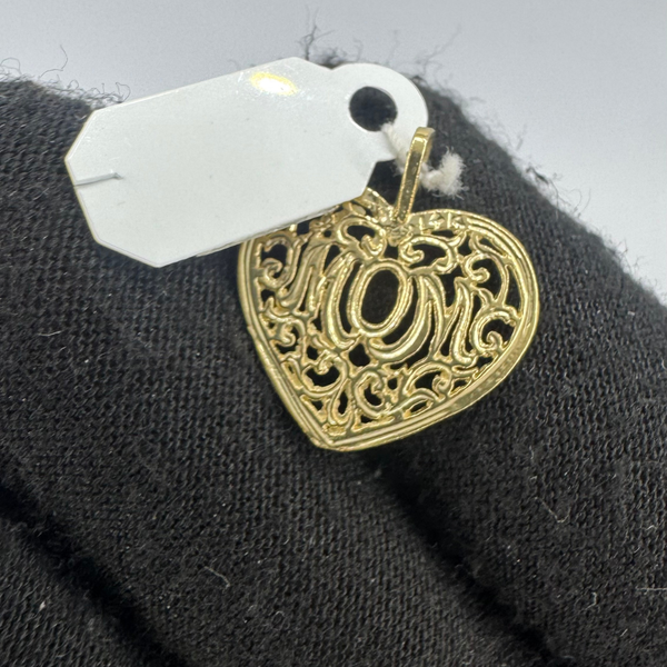 14K Heart Mom Pendant