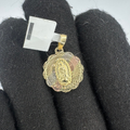 14K Virgin Mary Round Edge Pendant