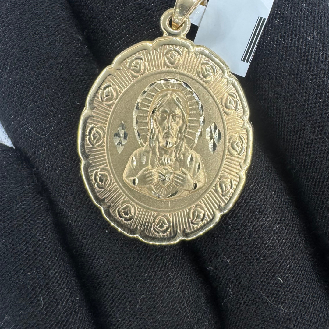 14K Double Face Virgin Mary / Jesus Pendant – Hollow