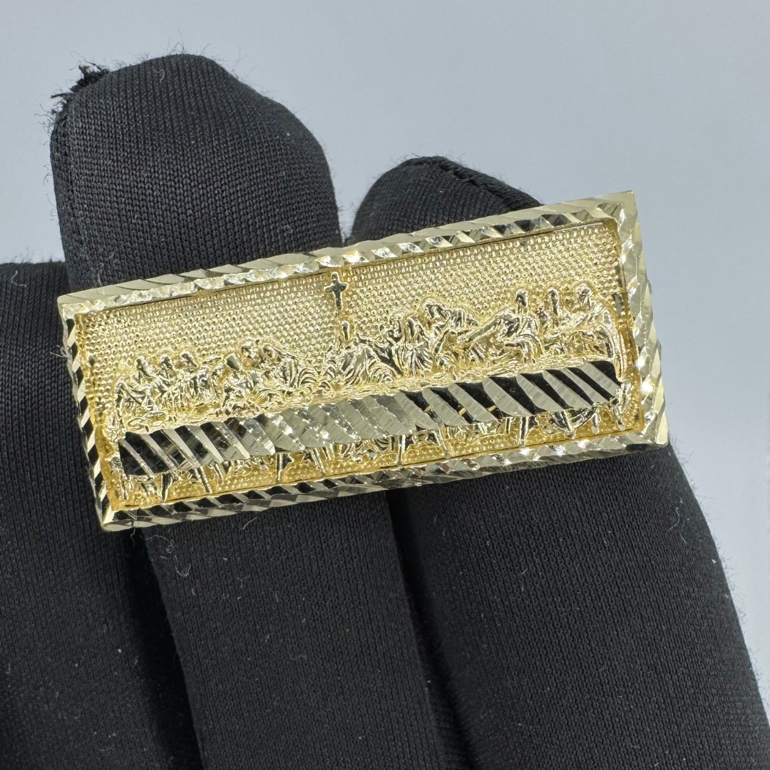 10K Yellow Gold Last Supper Double Finger Ring