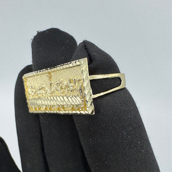 10K Yellow Gold Last Supper Double Finger Ring