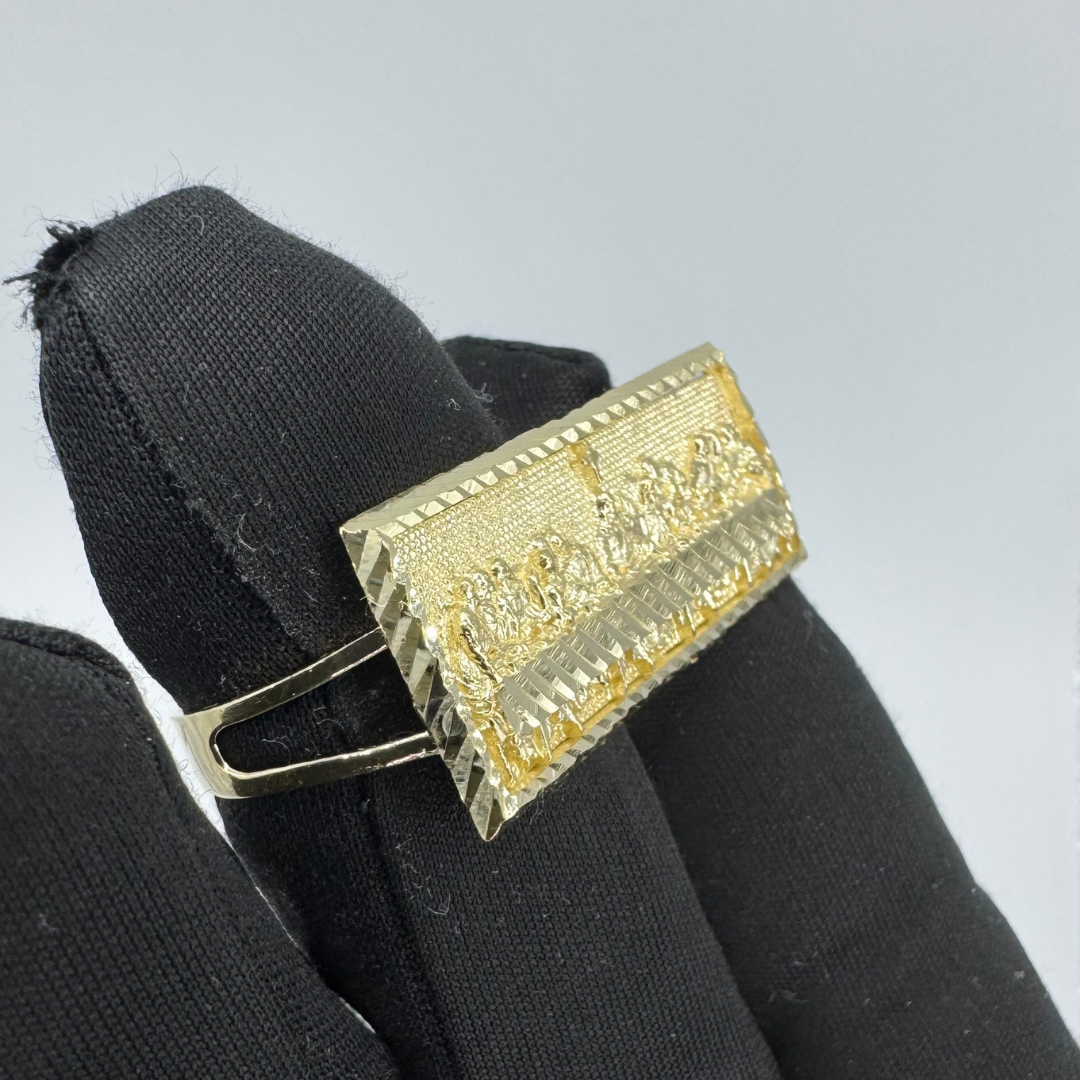 10K Yellow Gold Last Supper Double Finger Ring