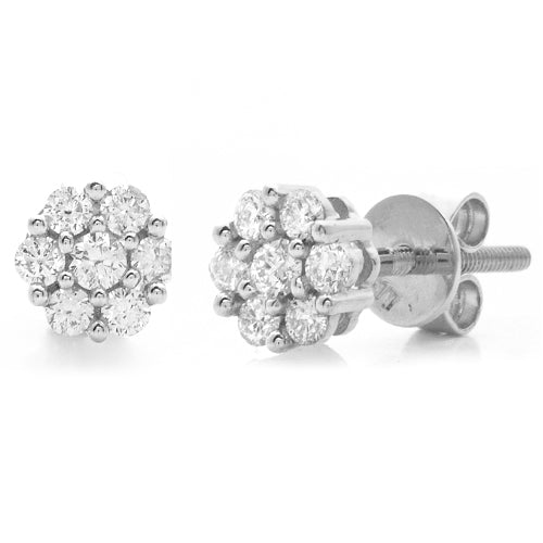 10K White Gold Diamond Flower Stud Earrings – 0.33 CTW