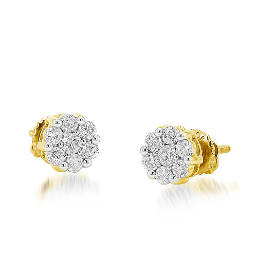 10K Yellow Gold Diamond Flower Stud Earrings – 0.50 CTW