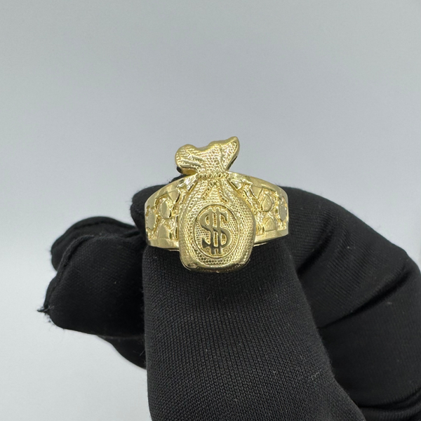 10K Yellow Gold Money Bag Ring