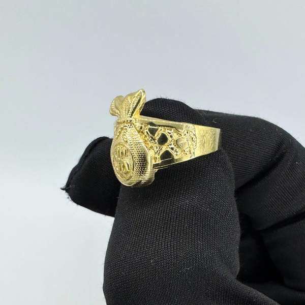 10K Yellow Gold Money Bag Ring