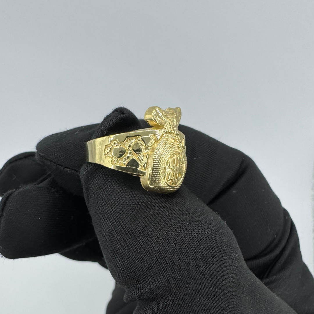 10K Yellow Gold Money Bag Ring