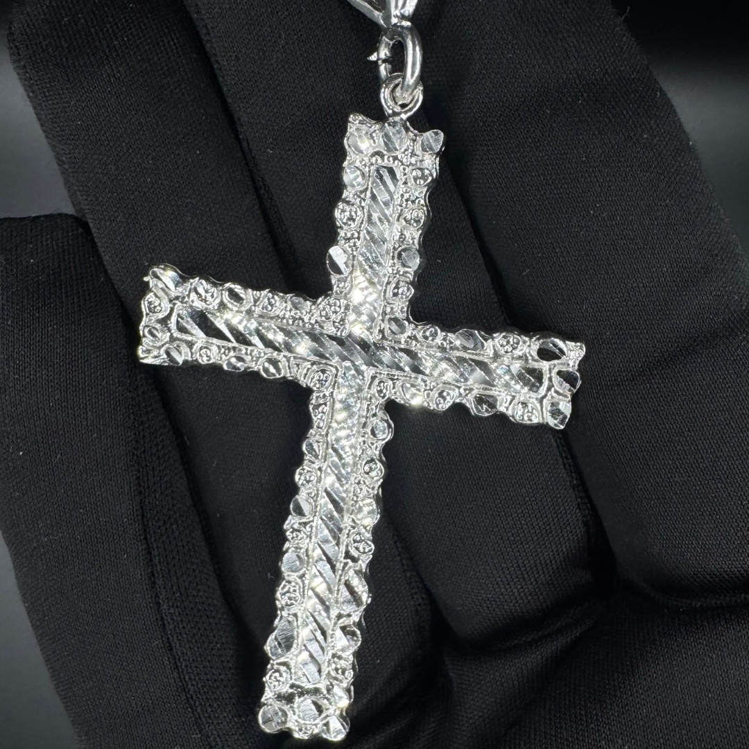 925 Silver Nugget Cross Pendant