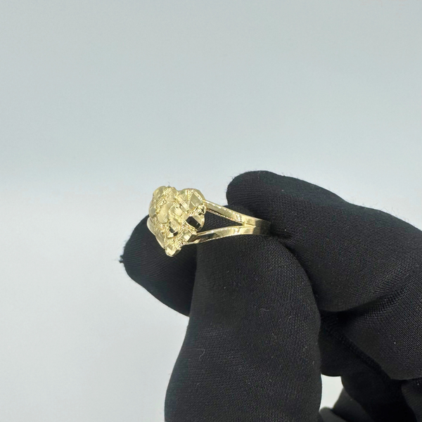10K Yellow Gold Nugget Heart Ring