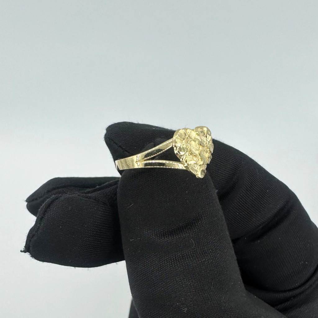 10K Yellow Gold Nugget Heart Ring