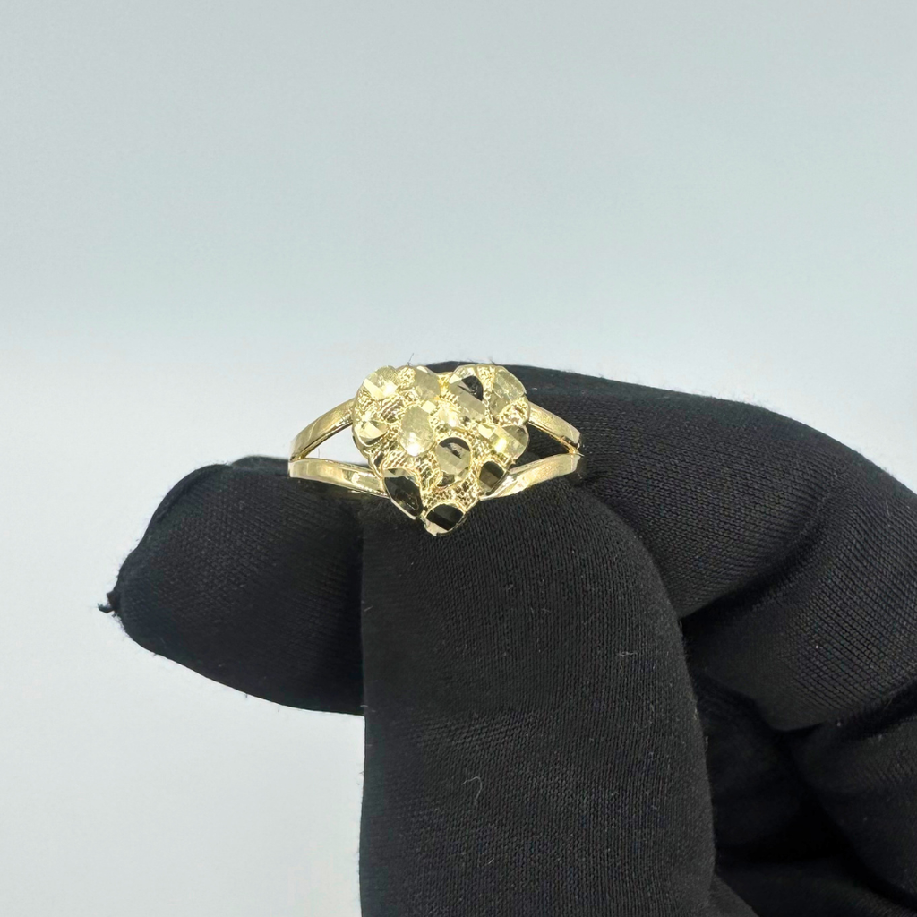 10K Yellow Gold Nugget Heart Ring