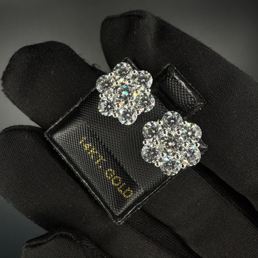14K Gold Moissanite Stud Earrings